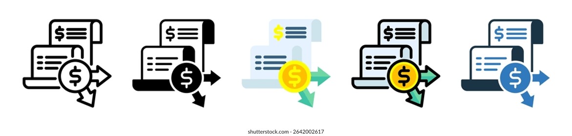 Expense Report Icon Multiple Style Vector Illustration