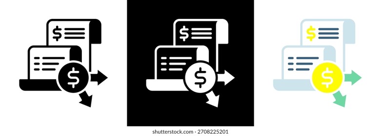 Expense Report Icon Set Glyph vector Illustration