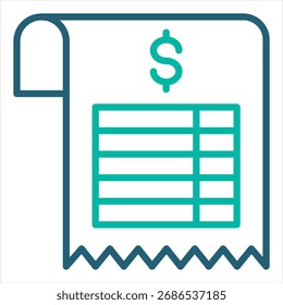 Expense Report Outline Single Icon Illustration