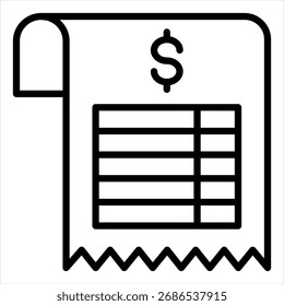Expense Report Outline Single Icon Illustration
