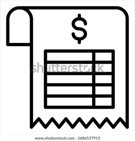 Expense Report Outline Single Icon Illustration