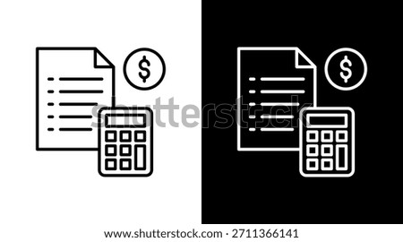 Expense Report Outline White Icon Set Design