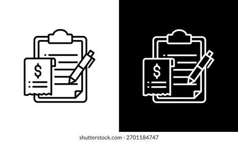 Design do Conjunto de Ícones Brancos do Relatório de Despesas