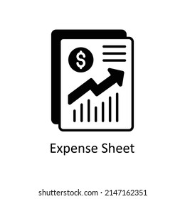 Expense Sheet Vector Solid Icon For Web Isolated On White Background EPS 10 File