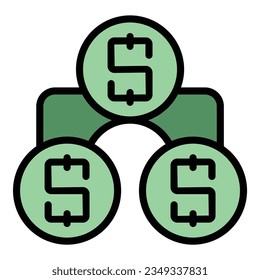 Expense stock icon outline vector. Profit increase. Loan chart color flat