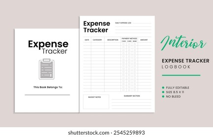 Expense Tracker Logbook KDP Interior Template	