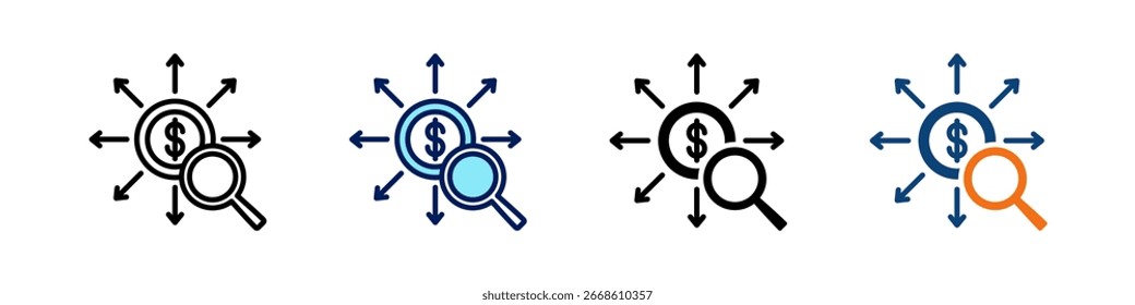 Spesenverfolgung alles in einem Symbol Multi Styles Vektorsatz