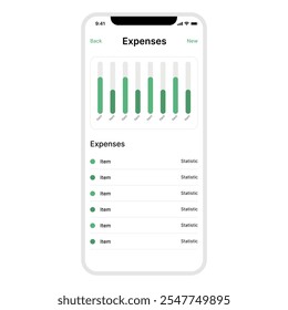 Expense Tracking App Screens with Charts