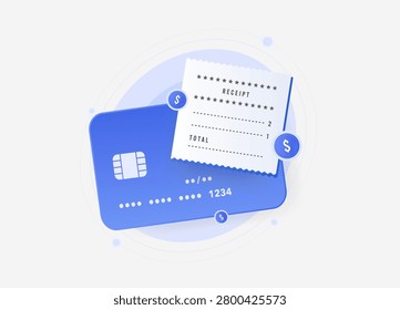 Expense tracking with receipt management, payment records and business spending analysis. Expense reporting, purchase tracking and financial transaction monitoring vector illustration.
