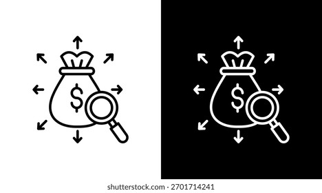 Design des weißen Symbolsatzes für die Ausgabenverfolgung