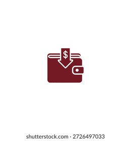 Projeto de vetor plano de ícone mínimo da carteira de despesas.