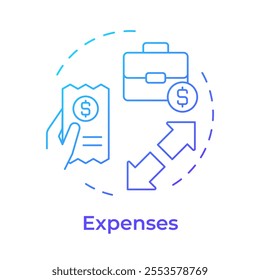 Expenses blue gradient concept icon. Corporate cost, business. Accounting statement. Round shape line illustration. Abstract idea. Graphic design. Easy to use in infographic, presentation