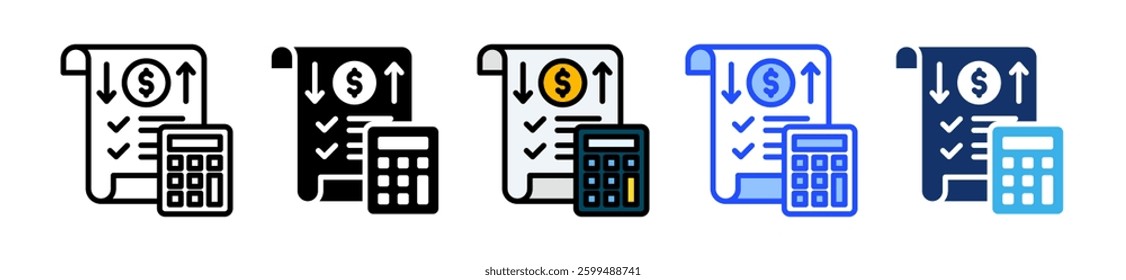 Expenses Icon Set With Multiple Style Collection