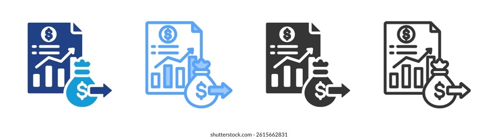 Expenses icon set multiple style collection