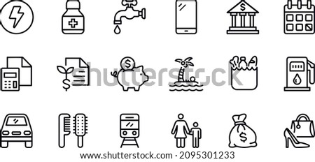 Expenses , Income , Loan , Home Expenses icons  vector design  ストックフォト © 