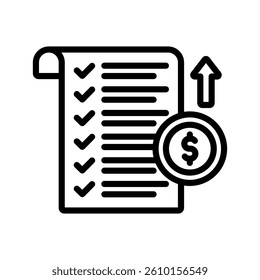 Expenses Line Vector Illustration On White Background.