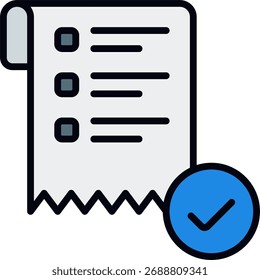 Ilustración vectorial de la lista de gastos, concepto de gastos y presupuestos mensuales, registro financiero y diseño de seguimiento de dinero. Icono de línea llena