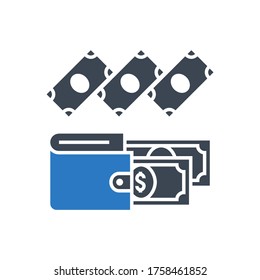 Expenses Related Vector Glyph Icon. Isolated on White Background. Vector Illustration.