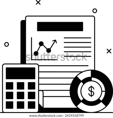 Expenses Revenue Share Vector Icon Design, Commercial strategy Symbol, Market outreach Sign administration operational management Stock illustration, Strategic financial analysis and Reporting Concept