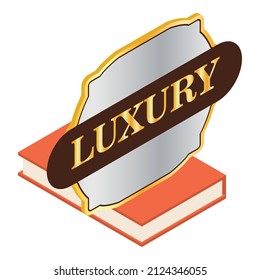 Expensive book icon isometric vector. Red paper closed book and luxury sign. Reading, education, learning, training