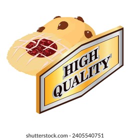 Expensive cookie icon isometric vector. Fresh fruit cookie and high quality sign. Dessert, sweet food