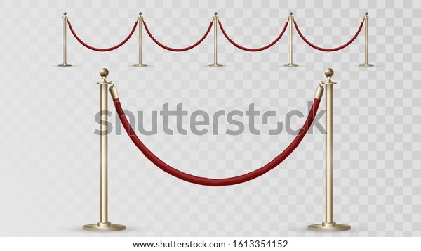 Expensive fences for the red carpet or\
club, the red guarding rope on the golden\
pillars
