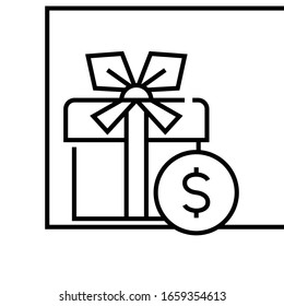 Icono de línea de regalo, signo de concepto, ilustración de vector de contorno, símbolo lineal.