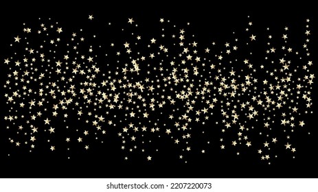 Expensive Glamour New Year Christmas Garland Vector Background. Sparkling Winter Sequins. Rich Gold, Silver Glitter, Sparkles, Gradient Stars Confetti. Gold, Silver VIP Flying Stars Confetti.