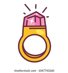 Expensive gold ring with big pink shiny diamond