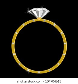 expensive gold ring with one large diamondand  many small