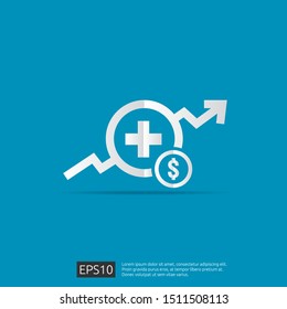 Expensive Health Medicine Cost Concept. Healthcare Spending Or Expenses. Flat Design Vector Illustration.