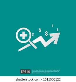 Expensive Health Medicine Cost Concept. Healthcare Spending Or Expenses. Flat Design Vector Illustration.