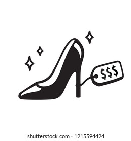 Expensive high heel shoe drawing. Shopping and fashion vector clip art illustration.