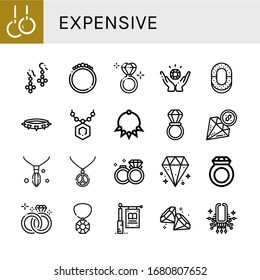 Expensive Icon Set. Collection Of Rings, Earrings, Bracelet, Diamond Ring, Jewelry, Ring, Necklace, Pendant, Wedding Ring, Diamond, Wedding Rings, Gem, Signage Icons