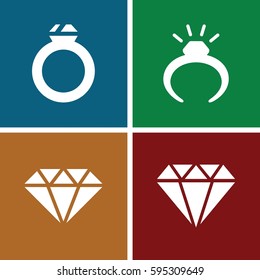 expensive icons set. Set of 4 expensive filled icons such as ring