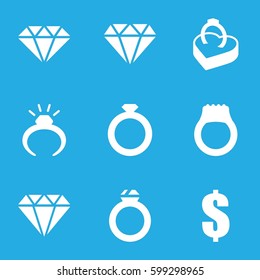 expensive icons set. Set of 9 expensive filled icons such as ring, diamond, dollar, ring in box