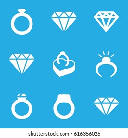 Expensive icons set. set of 9 expensive filled icons such as ring, diamond, Diamond, ring in box