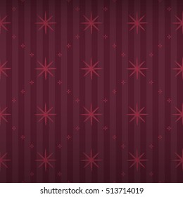 Expensive king seamless pattern with vine red magic star ornament signs in style of fashion on marsala red bright striped background with cross mesh fill out. Decoration design for greeting cards.