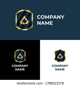 diseño de logotipo caro. diseño de logotipo triangular con emblema. logotipo de lujo y de primera calidad.