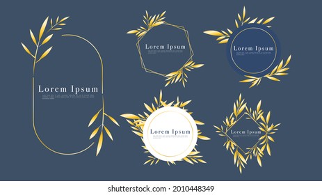 Expensive and luxurious Frame gold leaf pattern template. Used to decorate cards or posters , illustration Vector EPS 10