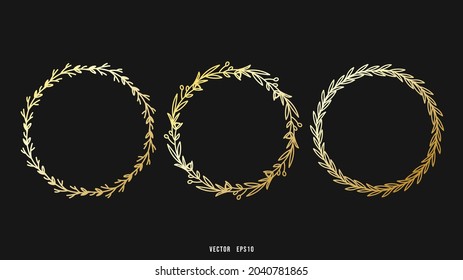 Funsiva y lujosa plantilla de patrón de hojas de oro de marco. Se utiliza para decorar tarjetas o carteles , Diseño plano moderno , ilustración Vector EPS 10