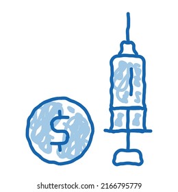 Expensive Medical Injection sketch icon vector. Hand drawn blue doodle line art Expensive Medical Injection sign. isolated symbol illustration
