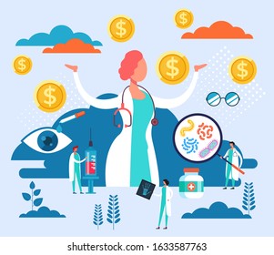 Expensive medicine concept. Vector flat cartoon graphic design illustration