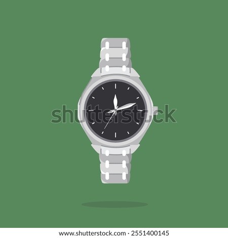 expensive platinum watch with flat style, fashion watch for men, suitable for poster and web icon