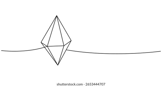 Piedra costosa de una línea de dibujo continuo. Piedra de gema mágica. Ilustración vectorial