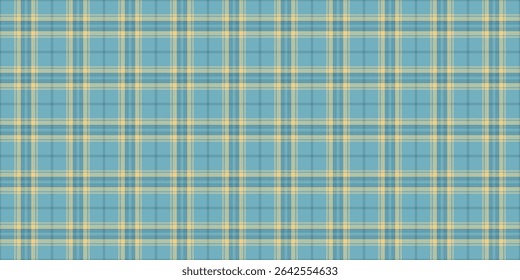 Expensive vector texture textile, scrapbook check background pattern. Bandanna seamless tartan plaid fabric in cyan and amber colors palette.