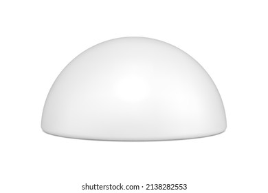 Expensive white realistic volume half circle glossy 3d template decorative design vector illustration. Luxury semi sphere cut rounded mockup minimalistic geometric shape horizontal bright stand