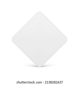 Expensive white rhombus realistic geometry shape vertical wall front view 3d template vector illustration. Premium angled square minimalist decorative design podium pedestal basic foundation mockup