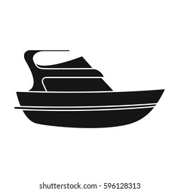 Expensive yacht for rich people. Yacht for vacations and short trips. Ship and water transport single icon in black style vector symbol stock illustration.