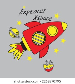 Expeorer and space t shirt design boys